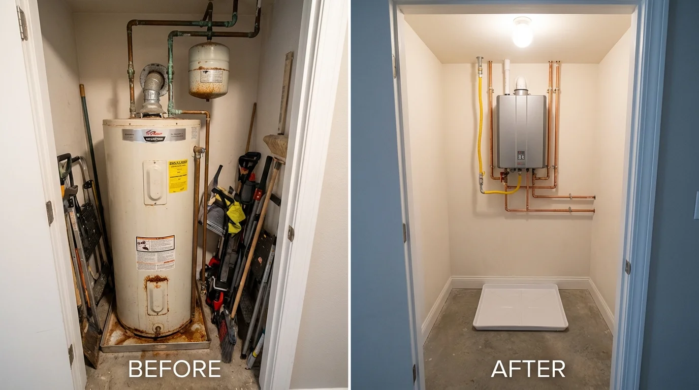 Tank water heater versus wall-mounted tankless unit comparison for Jackson, LA homeowners
